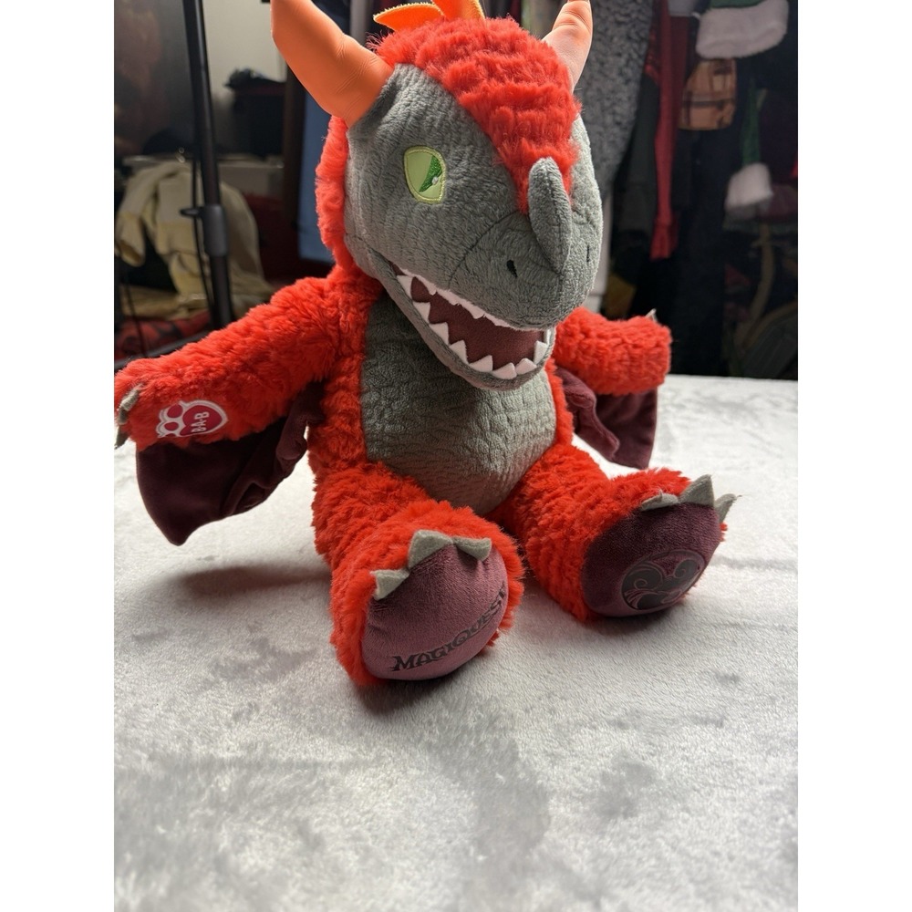 Build-A-Bear Workshop MagiQuest Dragon Stuffed Animal Plush Red Gray Purple